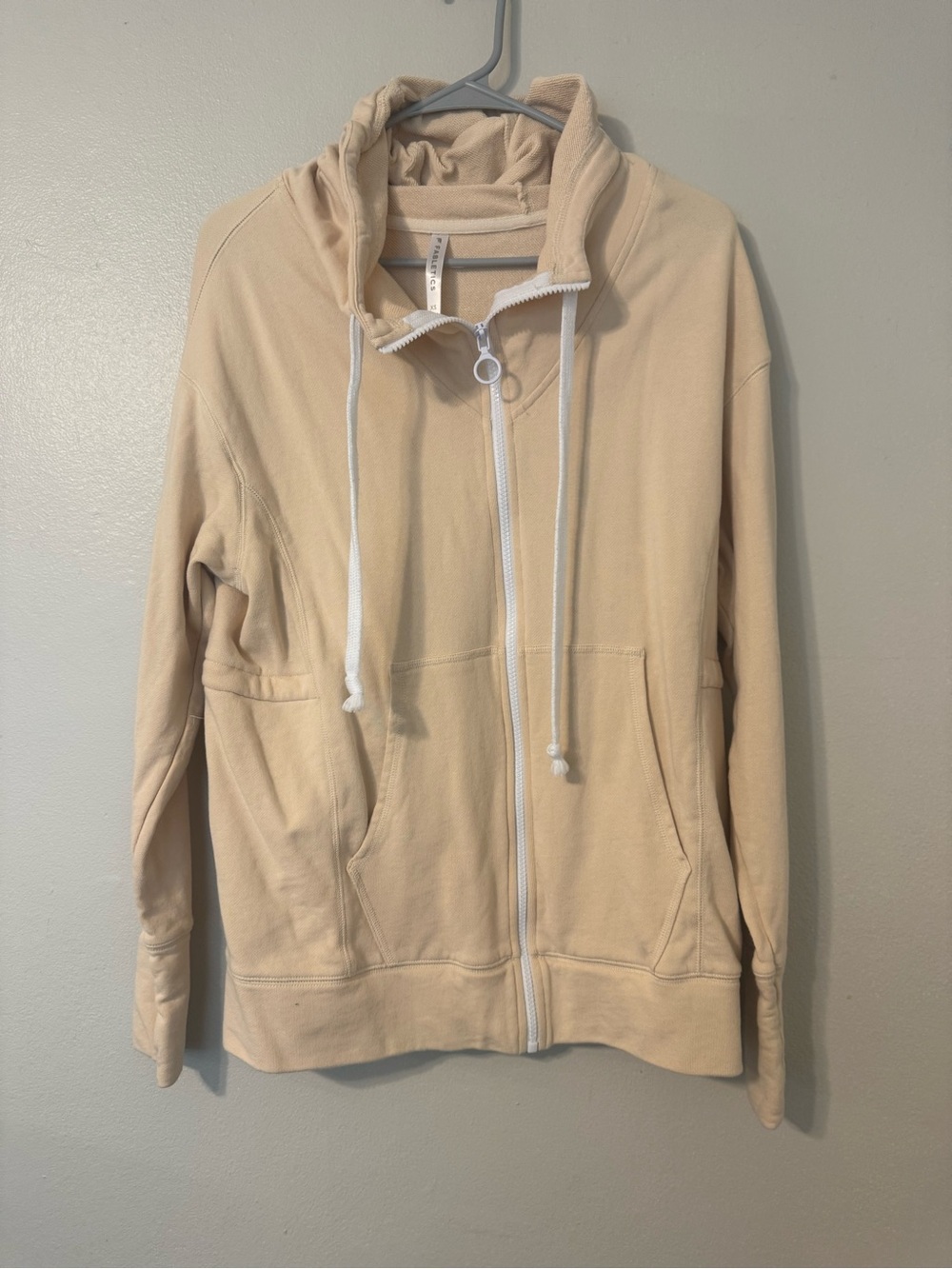 Fabletics Beige Zip-Up Bomber Hoodie